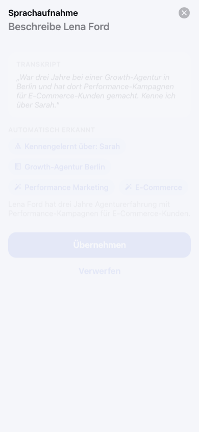 Kontakt per Sprache beschreiben